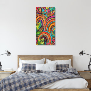 Vibrant Boho Tribal Rainbow Abstract Canvas Print