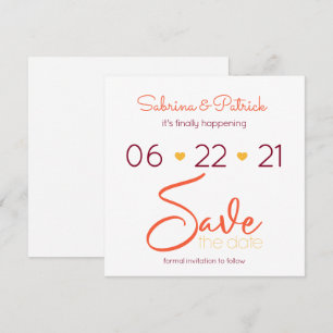 Vibrant BOHO Tuscany Burgundy Coral Save the Date Invitation