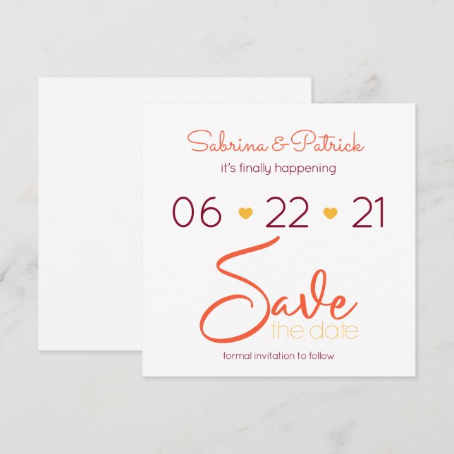 Vibrant BOHO Tuscany Burgundy Coral  Save the Date Invitation (Front/Back)