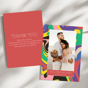 Vibrant Bold Abstract Photo Modern Thank You Card