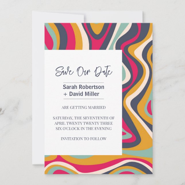 Vibrant Bold Abstract Save the Date Invitation (Front)