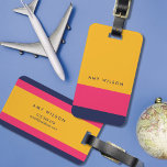 Vibrant Bold Blue Pink Yellow Colour Block Bag Tag<br><div class="desc">Stylish personalized colour block luggage tag in bold and vibrant blue, pink and yellow. Personalize this tag by replacing placeholder text with your information and for more options such as to change the font and it's size click the "Customize it" button. *Please note that the Zazzle Watermark that appears in...</div>