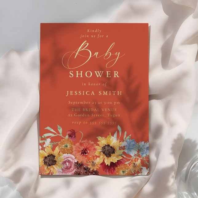 Vibrant Bold Floral Summer Baby Shower Gold (Creator Uploaded)