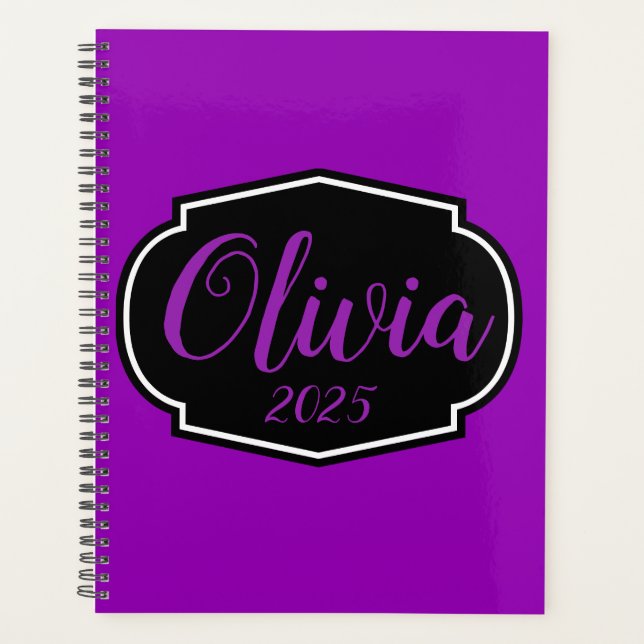 Vibrant, Bold Fuchsia Purple Personalized Planner (Front)