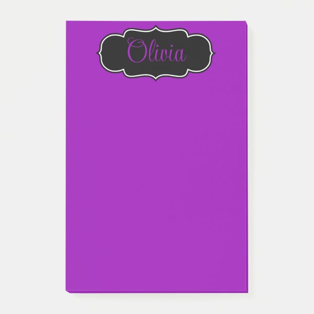 Vibrant, Bold  Fuchsia  Purple Personalized Post-it Notes (Front)
