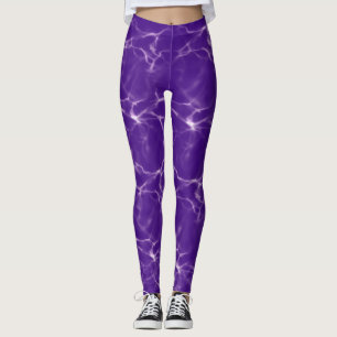 Vibrant Bold Fun Bright Purple Lightning Workout Leggings