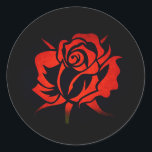 Vibrant, Bold Red Rose on Black Background Sticker<br><div class="desc">Show your romantic side with this lovely floral sticker. This design has a deep, vibrant red rose illustration on a black background. This design is customizable! You can choose your favourite sticker shape. Makes a great gift, decoration, or craft item! This design is also available on a custom text/name sticker,...</div>