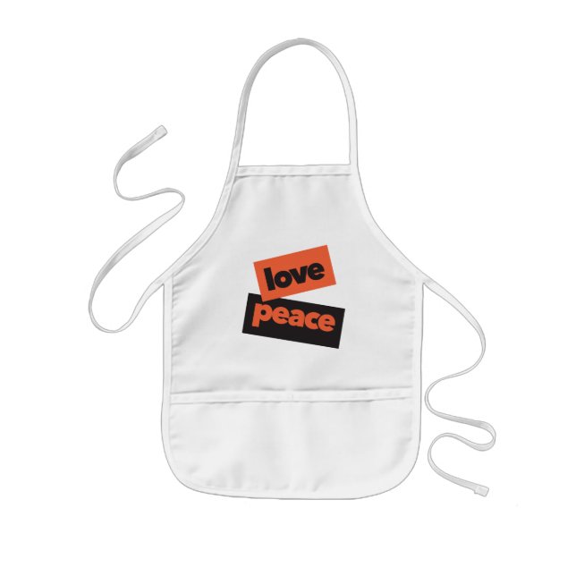Vibrant, bold, simple, urban design of Love Peace Kids Apron (Front)