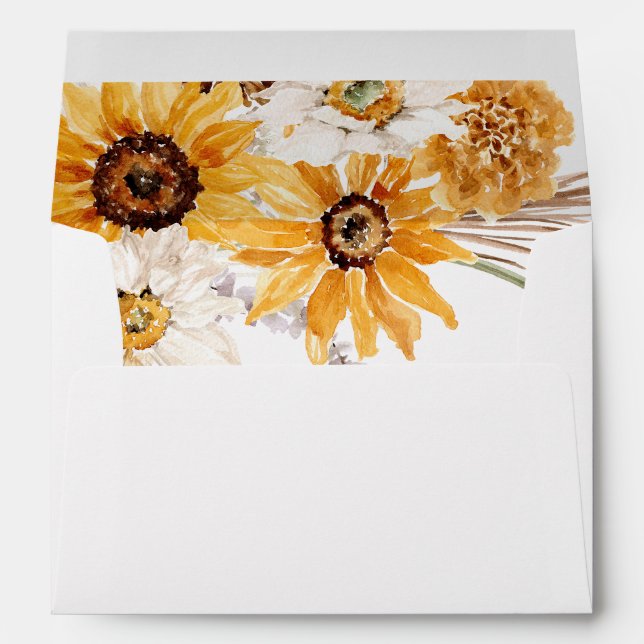 Vibrant Bold Sunshine Floral Wedding Invitation Envelope (Back (Bottom))