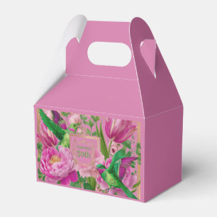 Vibrant Botanical Pink and Green  Favor Box