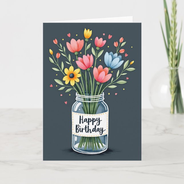 Vibrant Bouquet Birthday Card (Front)