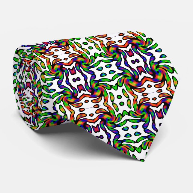 Vibrant Bright Colorful Pattern Tie (Rolled)