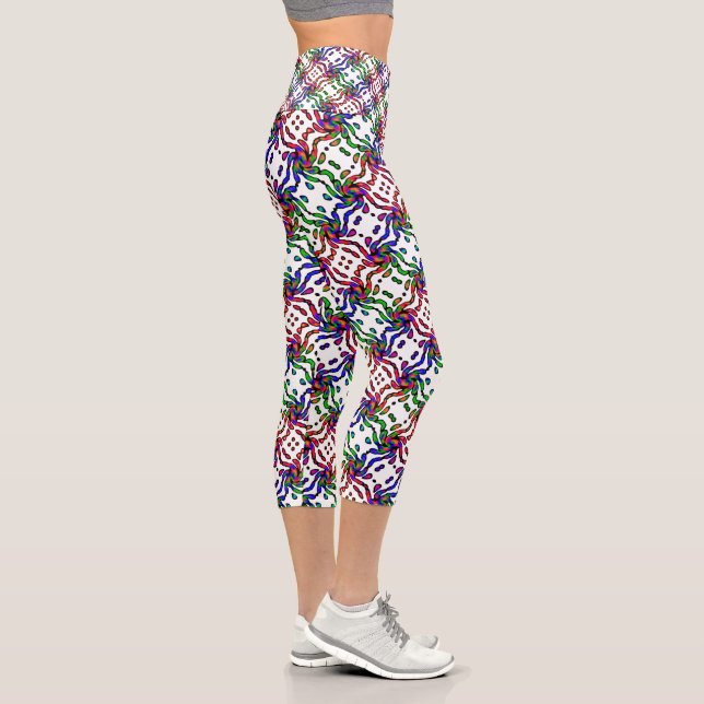 Vibrant Bright Colourful Pattern  Capri Leggings (Right)