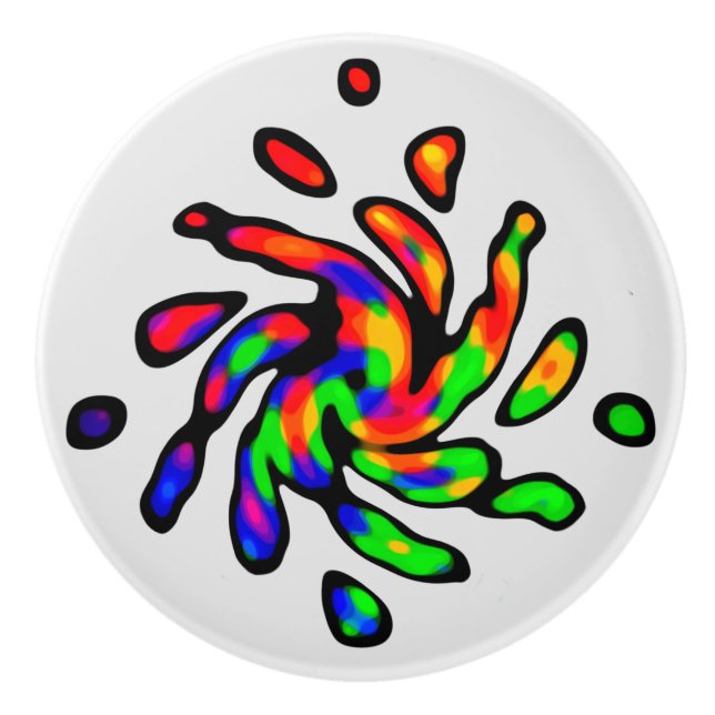 Vibrant Bright Colourful Pattern  Ceramic Knob (Front)