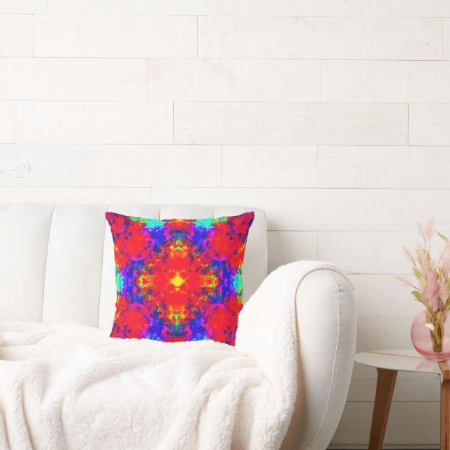 Vibrant Bright Colours Pattern Art Throw Pillow (Couch)