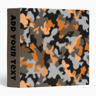 Vibrant Bright Orange Yellow Brown Colourful Camo  Binder
