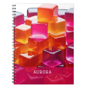 Vibrant Bright Pink Orange Abstract Jelly Cubes Notebook