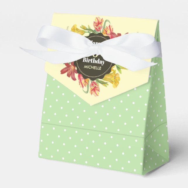 Vibrant Bright Spring Flowers Wreath Birthday Favor Box (Front Side)