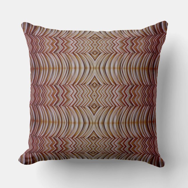 Vibrant brown classic fabric zigzag pattern  throw pillow (Front)