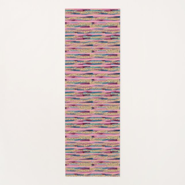 Vibrant Brushstroke Stripe Pattern Yoga Mat (Front)