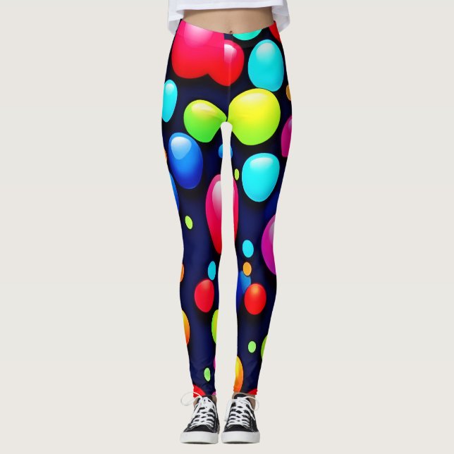 Vibrant Bubble Pop Art Leggings (Front)