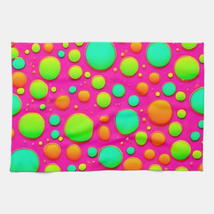 Vibrant Bubble Pop of Colour Design Kitchen Towel