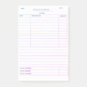 Vibrant Budget Tracking Note Pad