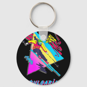 Vibrant bulgaria skiing adventure graphic keychain