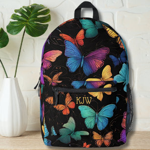 Vibrant Butterflies Monogram Printed Backpack