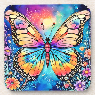 Vibrant Butterfly Art Coaster