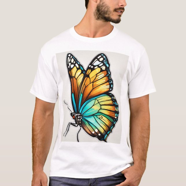 "Vibrant Butterfly Art Tee – Embrace Nature’s Colo (Front)