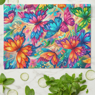 Vibrant Butterfly Dreamscape – Tropical Boho Kitchen Towel