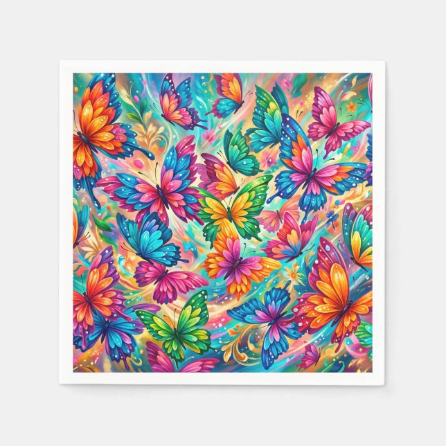 Vibrant Butterfly Dreamscape – Tropical Boho Napkin (Front)