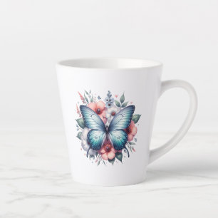 Vibrant Butterfly Floral Bouquet Art-96283 Latte Mug