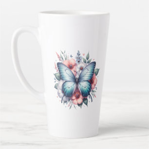 Vibrant Butterfly Floral Bouquet Art-96283 Latte Mug