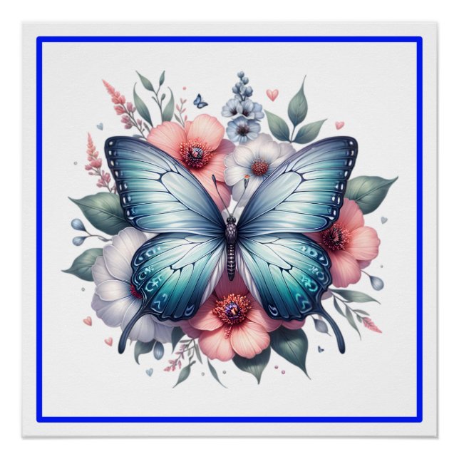 Vibrant Butterfly Floral Bouquet Art-96283 Poster (Front)
