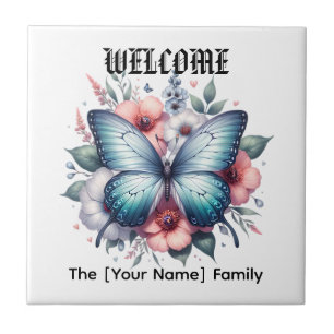 Vibrant Butterfly Floral Bouquet Art-96283 Tile