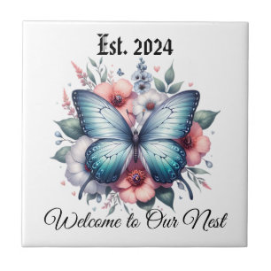 Vibrant Butterfly Floral Bouquet Art-96283 Tile