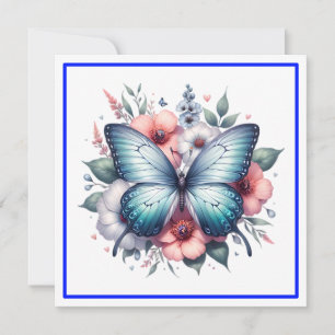 Vibrant Butterfly Floral Bouquet Wedding  Invitation
