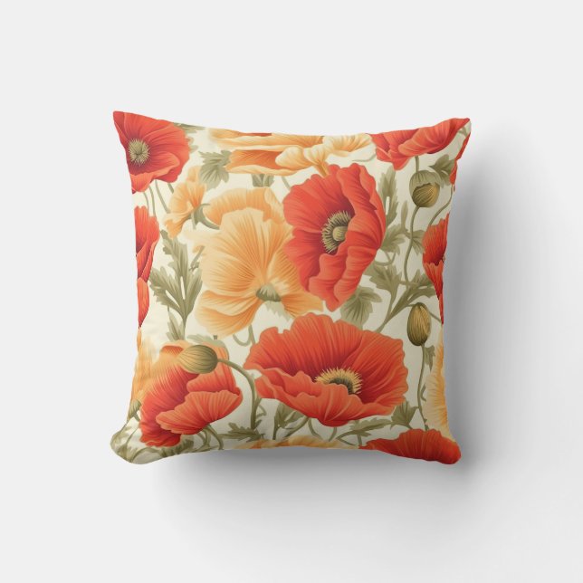 Vibrant Butterfly Garden Throw Pillow (Front)