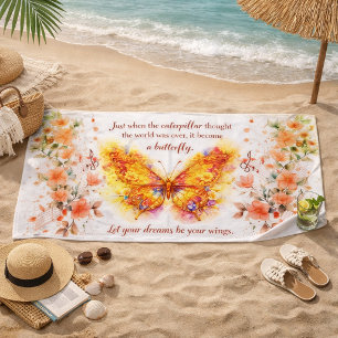 Vibrant Butterfly Inspirational Beach Towel
