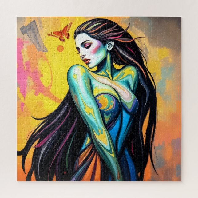Vibrant Butterfly Muse Portrait Jigsaw Puzzle (Vertical)