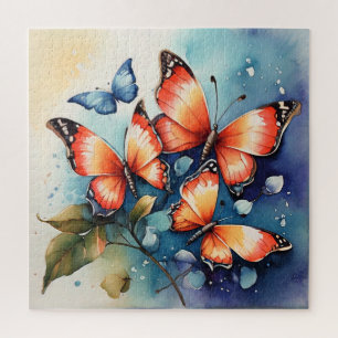 Vibrant Butterfly Watercolor Artistic  Jigsaw Puzzle