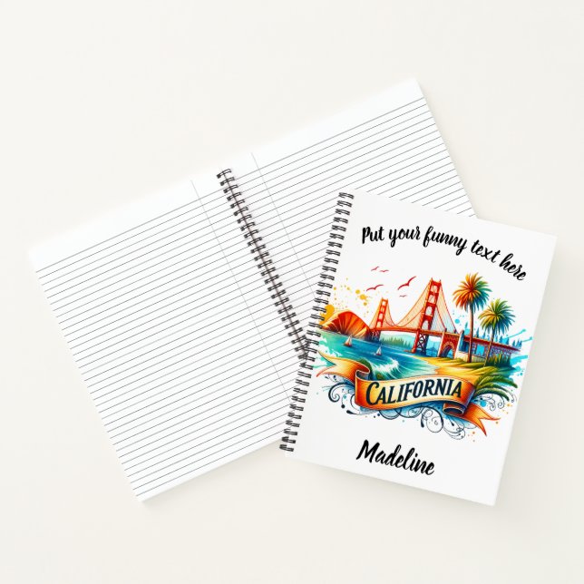 Vibrant california coastline with famous bridge notebook (Inside)