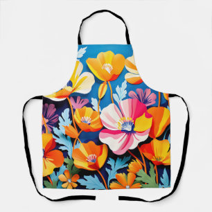 Vibrant California Poppies Flowers Apron