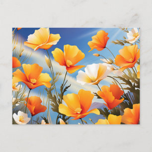 Vibrant California Poppies Meadow Postcard
