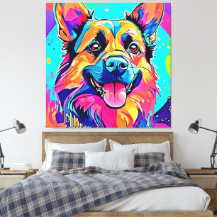 Vibrant Canine: Happy Puppy Love Canvas Print