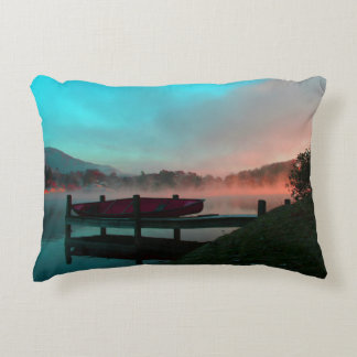 Vibrant Canoe on Lake Junaluska Accent Pillow