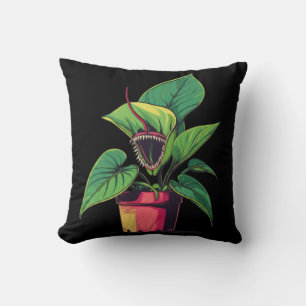 Vibrant Carnivorous Plant Monster Pop Art Throw Pillow