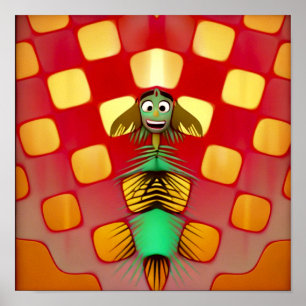 Vibrant Cartoon Fish Fantasy Character Poster